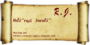 Rényi Jenő névjegykártya